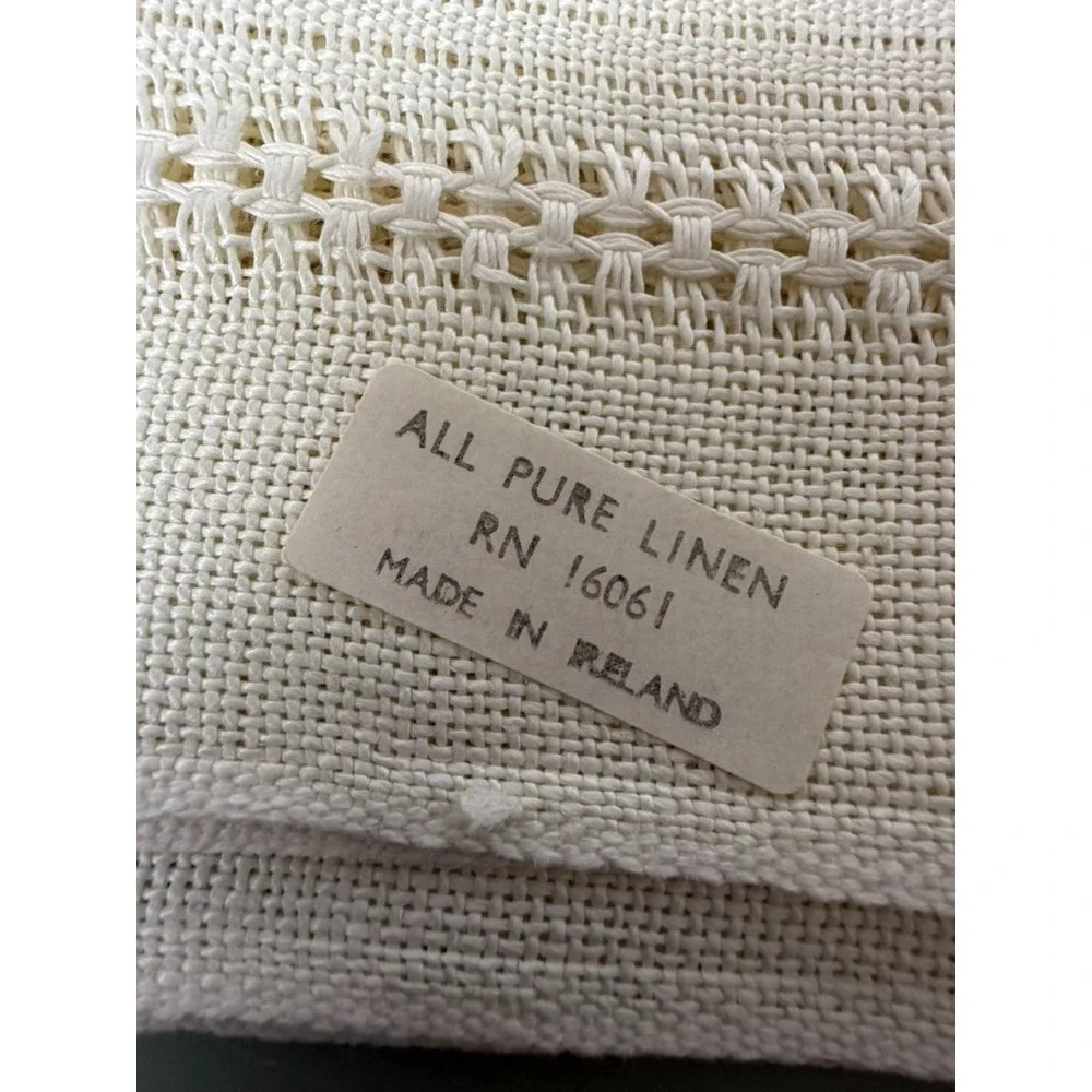 Set‎ 4 Vintage Irish Linen Hemstitched Openwork Placemats Table Topper White
